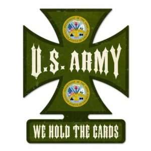  Army Vintage Metal Sign USA Cross