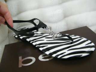 BEBE SHOES flats sandals flip flops new 177384 Jacinda black zebra 