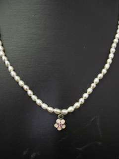 YONI Z Faux Pearl Pink Floral Pendant Necklace  