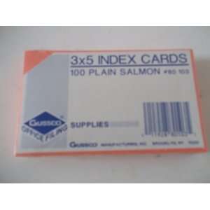  Gussco, 80103, 3 x 5, Index Cards, Blank, Salmon, Plain 