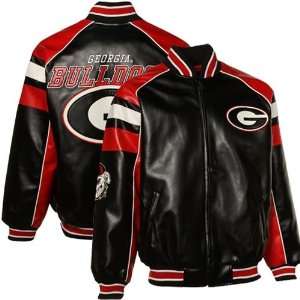  Georgia Bulldogs Black Varsity Full Zip Pleather Jacket (X 