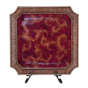   Square Charger with Stand   Crimson Paisley Pattern