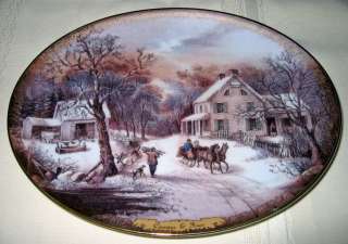 CURRIER & IVES Christmas HOMESTEAD WINTER Plate W/COA  