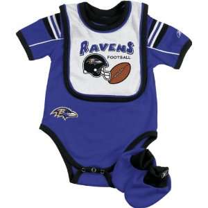   Baltimore Ravens Infant Creeper, Bib and Bootie Set