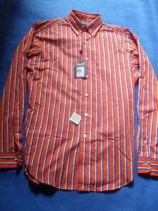 NWT $145 Polo Ralph Lauren Mens Button Down Front Stripe Shirt Orange 