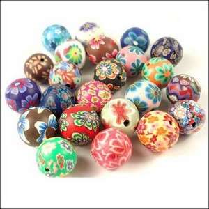 50PCS Mixed Color Fimo Polymer Clay Round Beads 12mm  