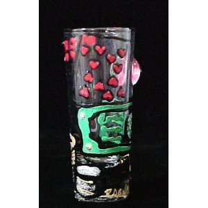 Casino Cards & Chips Design   Hand Painted   Collectible Shooter Glass 