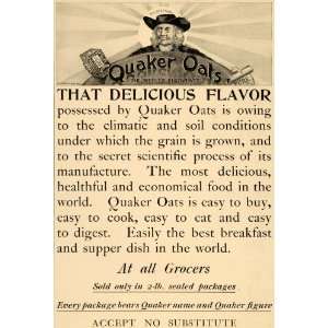  1897 Ad Quaker Oats Breakfast Cereal Man Trademark Food 