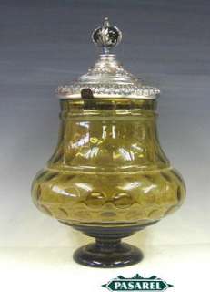 Novelty Bohemian Silver Crystal Punch Bowl Ladle Ca1880  