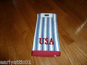 USA Appliqued Striped Hand Towel Red White and Blue 400915432369 
