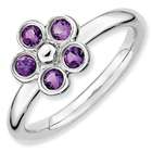   Sterling Silver Stackable Expressions Amethyst Flower Ring Size 6