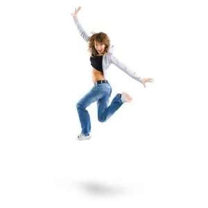 Dancing Woman Happy Smiling Facial Expression Jumping Up.   Peel and 