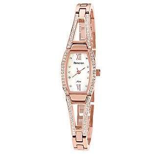   Ladies Rose Gold Watch With Mother Of Pearl Dial And Crystal Accents