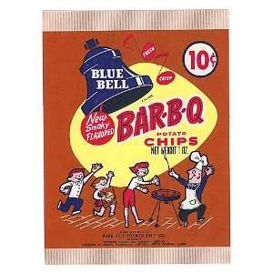  9 Vintage Waxed Blue Bell BBQ Potato Chip Bags 1950s 