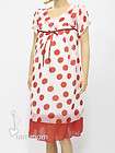 NEW Mom&Me comfortable MATERNITY DRESSES White Red dots Chiffon Cloth 