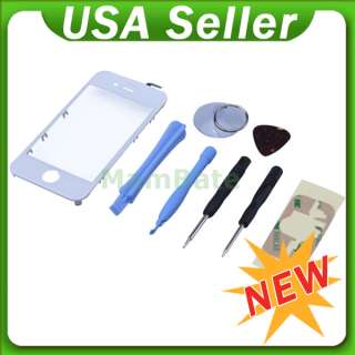 Touch Screen Glass Digitizer Replacement for iPhone 4G White + 8 Tools 