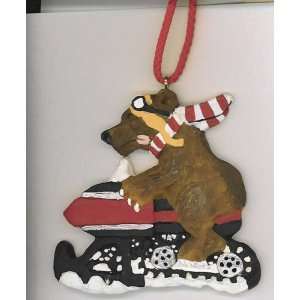  Bear on a Snowmobile Christmas Ornament