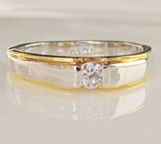  gold silver tone boys mens ladys engagement Ring SIZE 6 8.5  