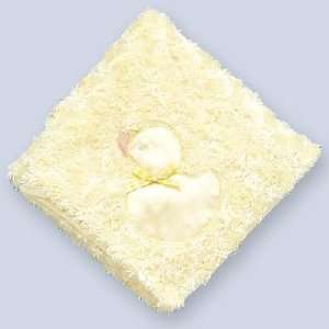  Yellow Chenille Cuddle Me Blanket with Satin Applique 