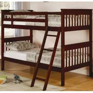   Size Bunk Bed with Slat Design in Cappuccino Finish