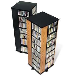 Prepac Black 4 Sided Spinning Multimedia Storage Tower 