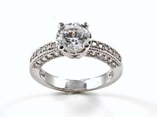 ROUND CUT MICRO PAVE WHITE CZ SOLITAIRE ENGAGEMENT 925 STERLING SILVER 