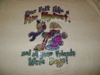 vintage FIRE HYDRANT FRIENDS ARE DOGS IRON ON t shirt M  