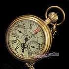 Mechanical Antique Copper Vintage Pentant Pocket Watch 3 Dials 12/24H 