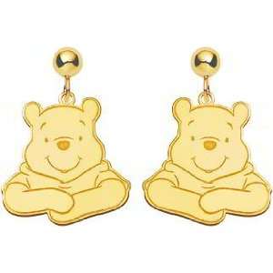  14K Gold Disney Winnie the Pooh Dangle Earrings Jewelry