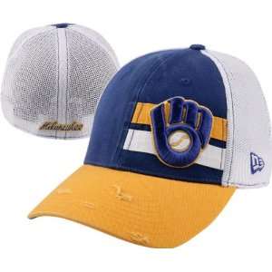 Milwaukee Brewers Stretch Fit Hat New Era 39THIRTY Double Stripe 