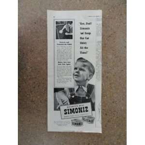 Simoniz car wax,Vintage 40s print ad (boy) Original vintage 1940 