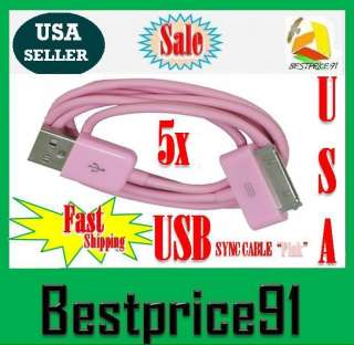 LOT PINK USB DATA SYNC CHARGER CABLES APPLE IPHONE IPOD  