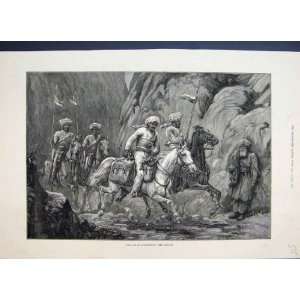    1879 The Dak Afghanistan Men Horses Pass Old Print