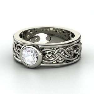    Alhambra Ring, Round White Sapphire Palladium Ring Jewelry