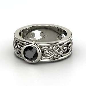  Alhambra Ring, Round Black Diamond Platinum Ring Jewelry