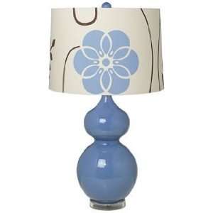   Shade Double Gourd Slate Blue Ceramic Table Lamp