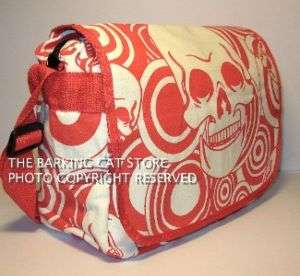 messenger bag hot rebel punk lady retro red goth skull  