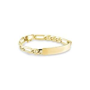    14k Solid Yellow Gold Figaro Engraveable ID Bracelet Jewelry