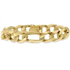   Mens 14K Yellow Gold Figaro Link Bracelet 12.0 mm Jewelry
