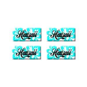  Hibiscus Flowers Hawaii   3D Domed Set of 4 Stickers 