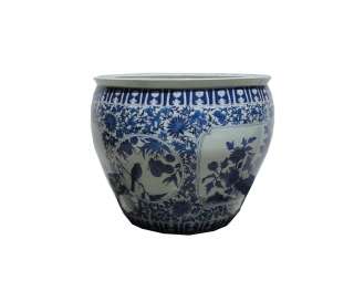 Chinese Blue White Porcelain Flower Bird Big Pot WK2013  