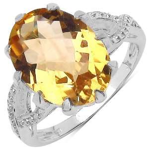  4.70 Carat Genuine Citrine Sterling Silver Ring Jewelry
