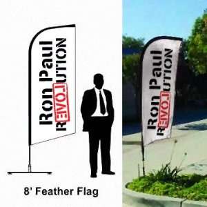 Ron Paul Revolution White 8 Feather Banner 