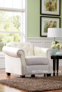 Modern Classic Retro White Leather Sofa Couch 502551 Kristyna Button 