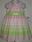 NWT Girls Lime Pink Stripe Easter Party Wedding Dress R