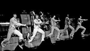 The Osmonds performing in Hamburg; 1970s (l r) Alan, Merrill, Donny 