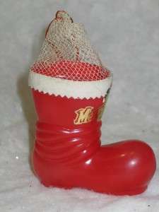 Vintage Christmas Net Mesh Santa Boot Candy Container  