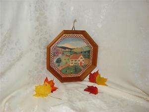 WOODEN HEXAGON TRAY WALL HANGING PRIMITIVE COUNTRY ART  