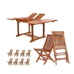   Teak Outdoor Patio Dining Table and Chairs Set Patio, Lawn & Garden