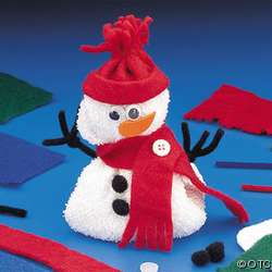 White Washcloth Snowman Felt Trim Beanbag Winter Kids Craft Kits 